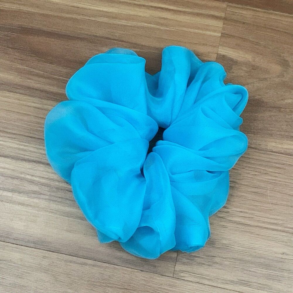 New Blue Chiffon Scrunchie Hair Tie XLarge Women’s And Girls - Picture 9 of 12